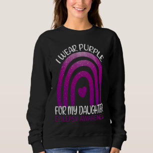 Rainbow Heart Mom Dad Purple Daughter Epilepsy Awa Sweatshirt