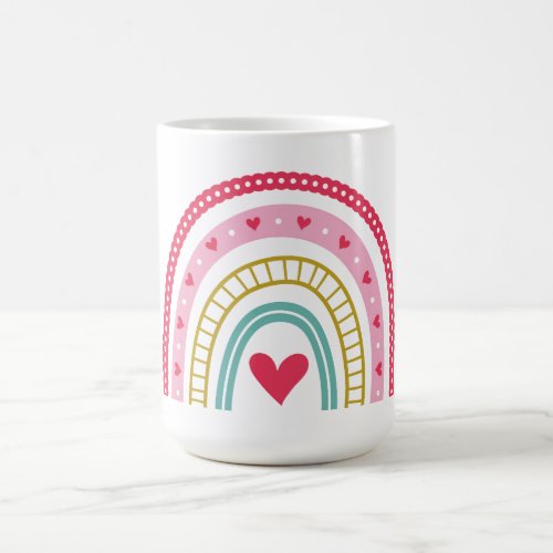 Rainbow Heart Monogram Name Coffee Mug