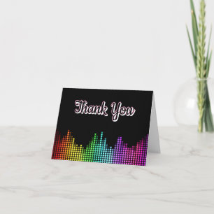 Rainbow Heart Music Equalizer Black Thank You Card
