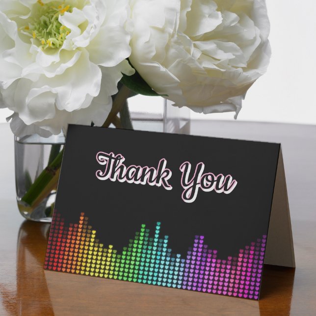 Rainbow Heart Music Equalizer Black Thank You Card (Creator Uploaded)