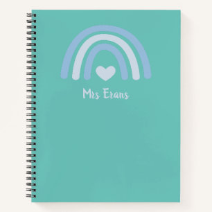 Rainbow Heart Notebook, Personalized Teacher Gift Notebook