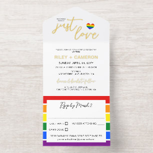 Rainbow Heart Nothing Fancy Just Love LGBTQ All In One Invitation