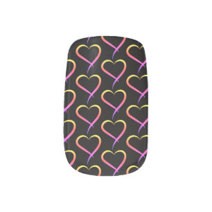 Rainbow Heart on Black Minx Nail Art