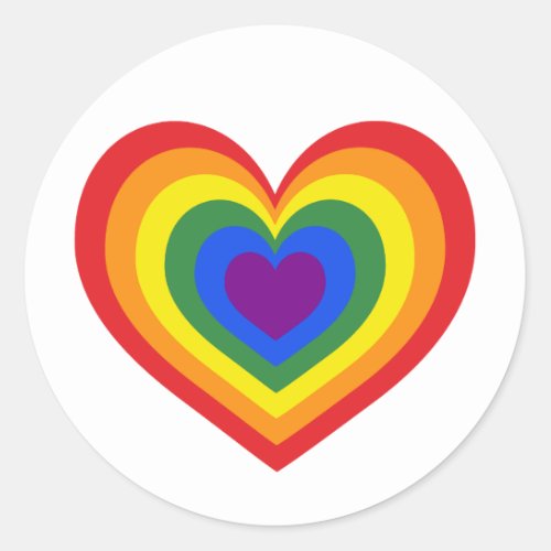 Rainbow Heart on White Classic Round Sticker