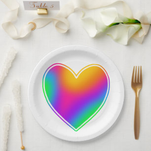 Rainbow Heart Paper Plates