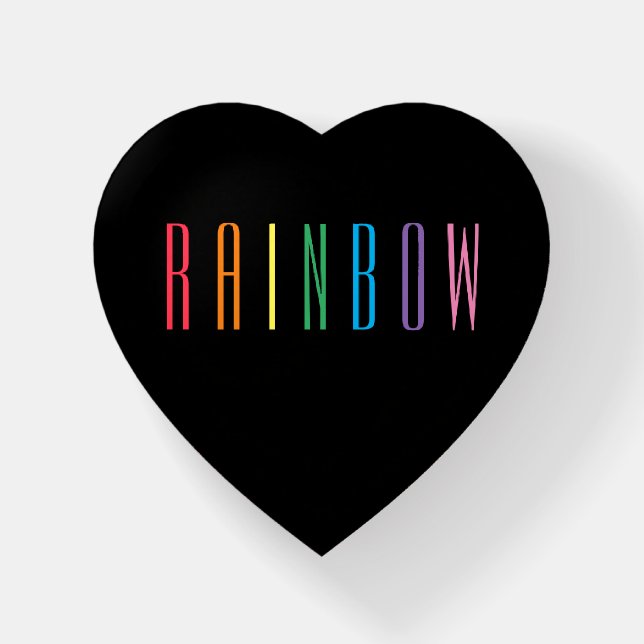 RAINBOW Heart Paperweight / Black (Front)