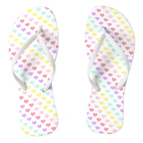 RAINBOW HEART PATTERN ABSTRACT  FLIP FLOPS