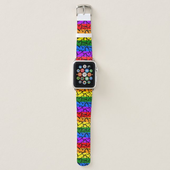 Rainbow Heart Pattern Apple Watch Band (Front)
