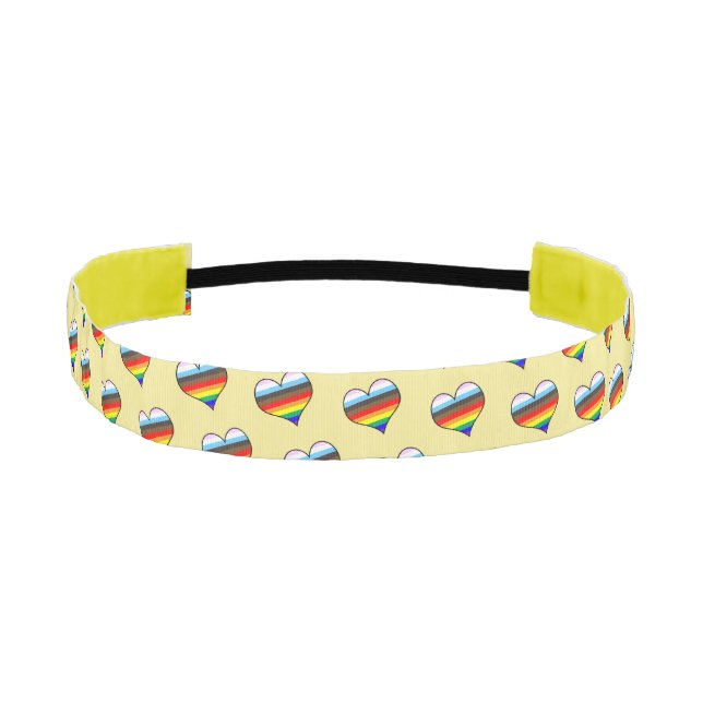 Rainbow Heart Pattern Athletic Headband (Front)