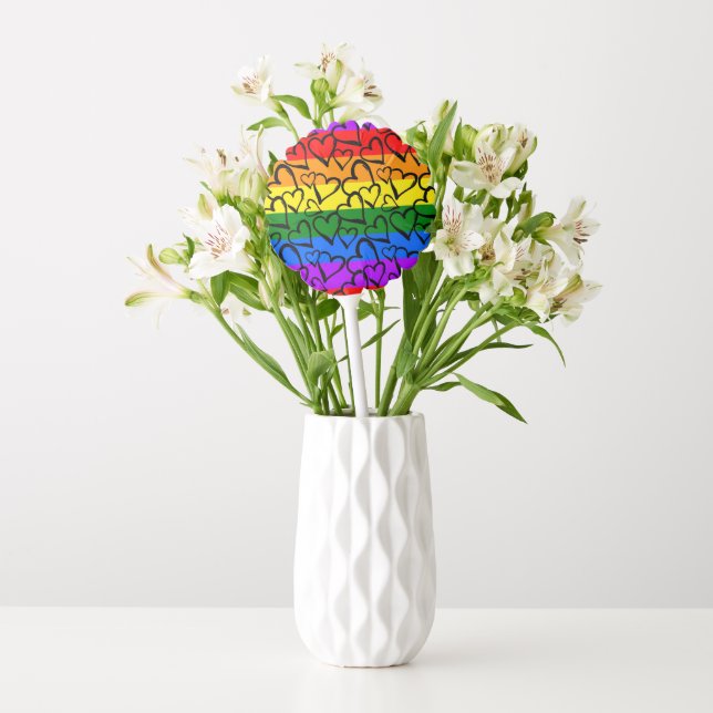 Rainbow Heart Pattern Balloon (Vase)