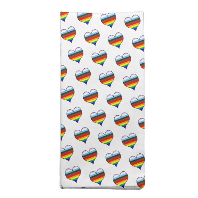 Rainbow Heart Pattern Cloth Napkin (Folded)