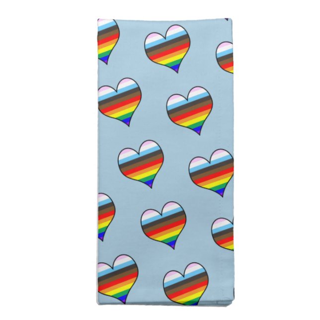 Rainbow Heart Pattern Cloth Napkin (Folded)