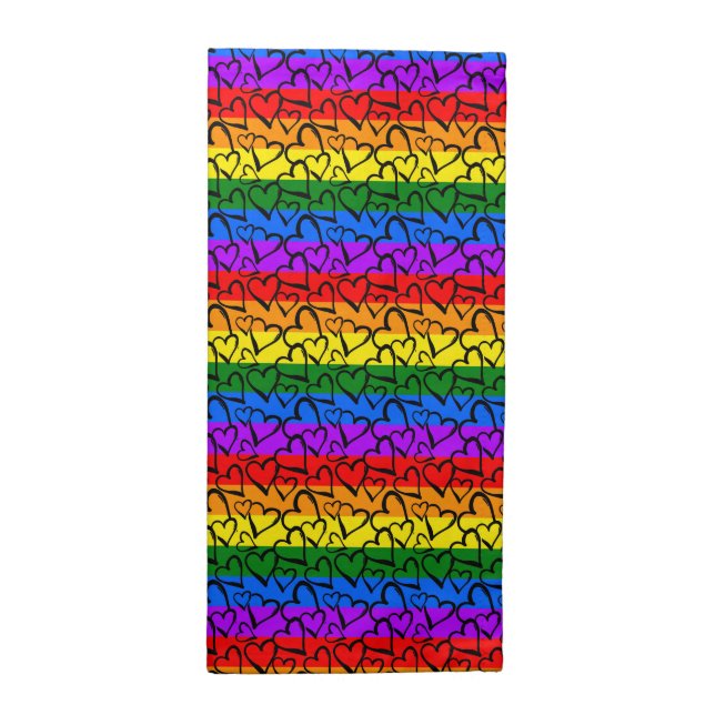 Rainbow Heart Pattern Cloth Napkin (Half Fold)