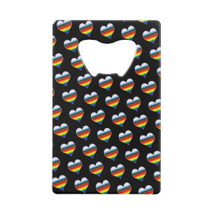Rainbow Heart Pattern Credit Card Bottle Opener