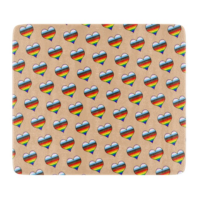 Rainbow Heart Pattern Cutting Board (Front)
