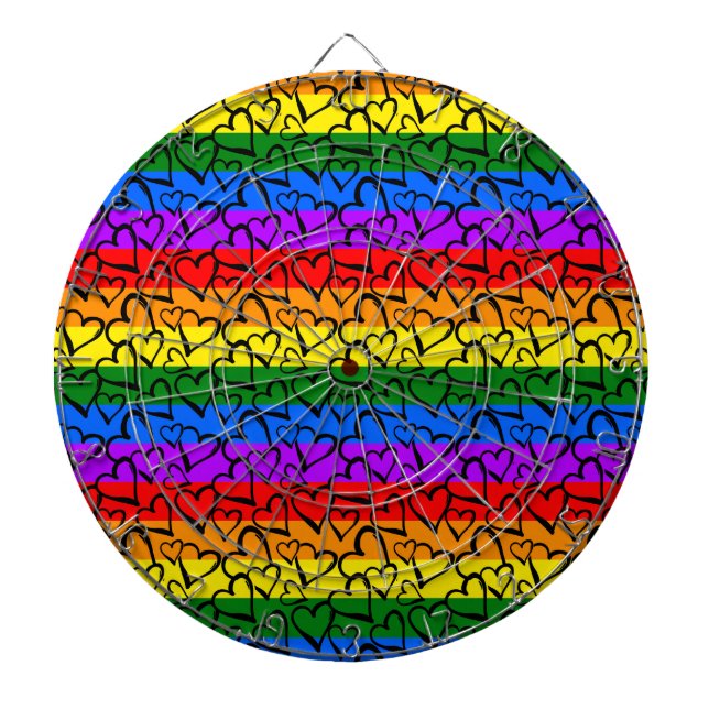 Rainbow Heart Pattern Dart Board (Front)