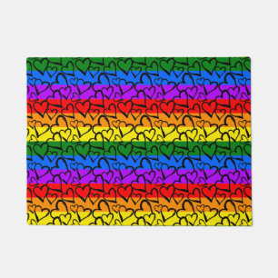 Rainbow Heart Pattern Doormat