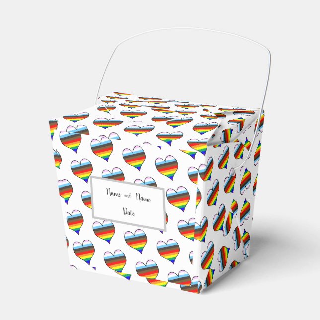 Rainbow Heart Pattern Favor Box (Front Side)