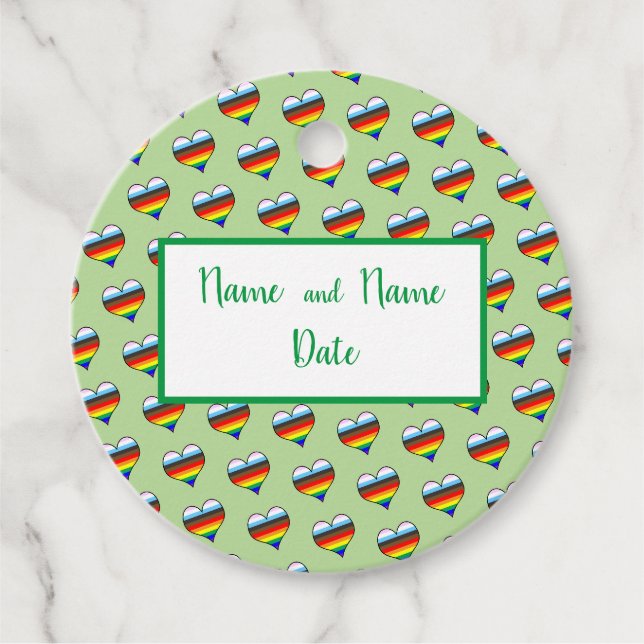 Rainbow Heart Pattern Favor Tags (Front)