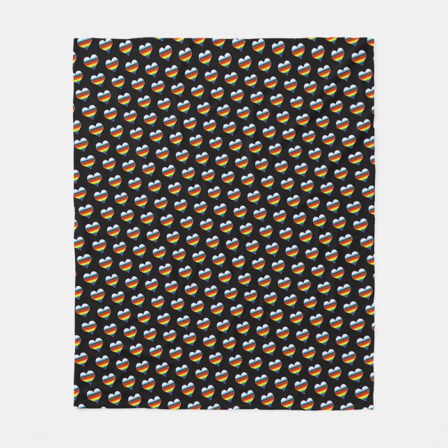 Rainbow Heart Pattern Fleece Blanket (Front)