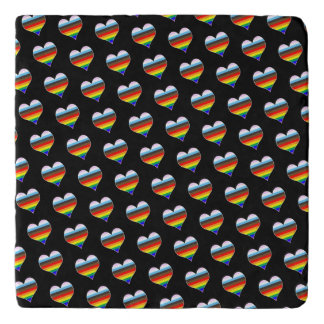 Rainbow Heart Pattern Glass Coaster