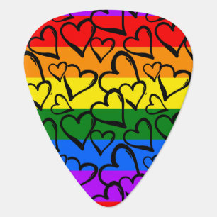 Rainbow Heart Pattern Guitar Pick