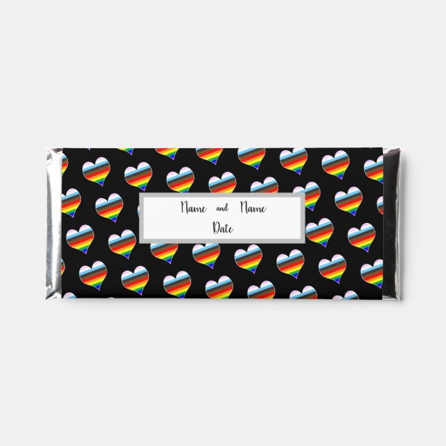 Rainbow Heart Pattern Hershey Bar Favors (Front)
