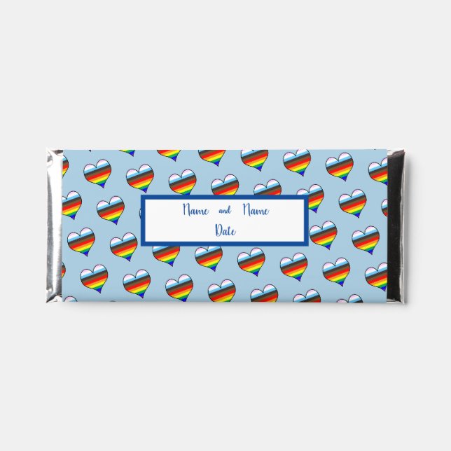 Rainbow Heart Pattern Hershey Bar Favors (Front)