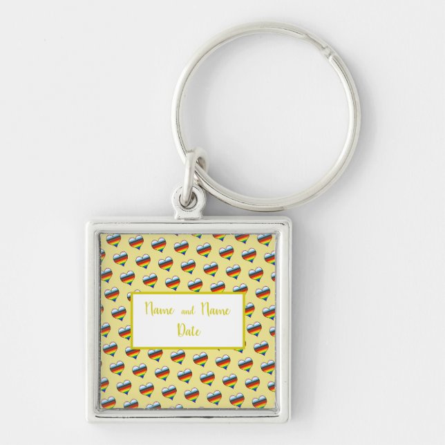 Rainbow Heart Pattern Keychain (Front)