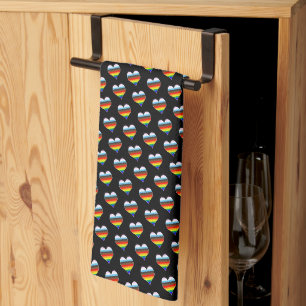 Rainbow Heart Pattern Kitchen Towel