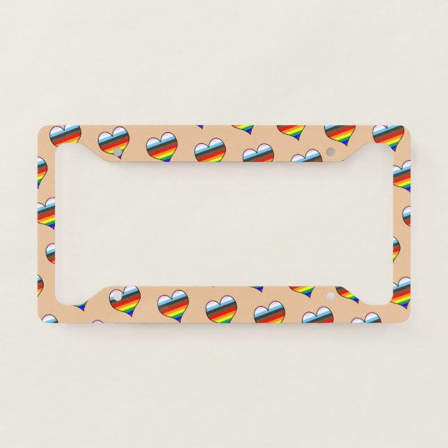 Rainbow Heart Pattern License Plate Frame (Front)