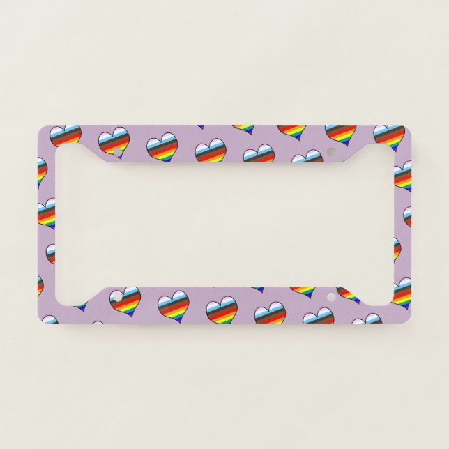 Rainbow Heart Pattern License Plate Frame (Front)