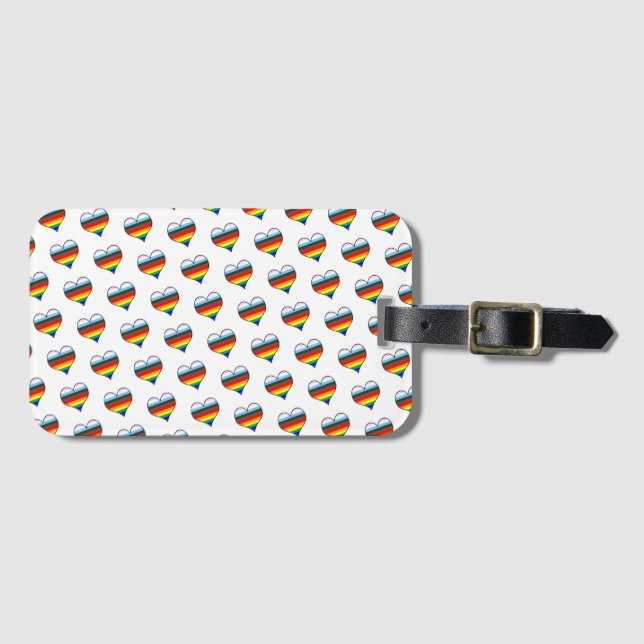 Rainbow Heart Pattern Luggage Tag (Front Horizontal)
