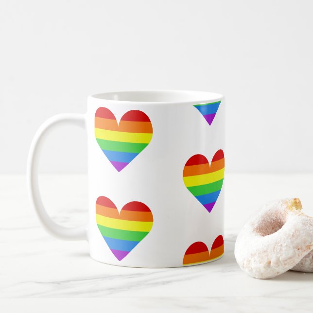 Rainbow Heart Pattern Mug (With Donut)