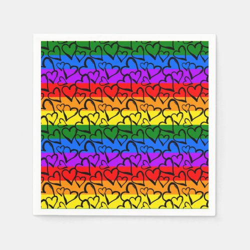 Rainbow Heart Pattern Napkins