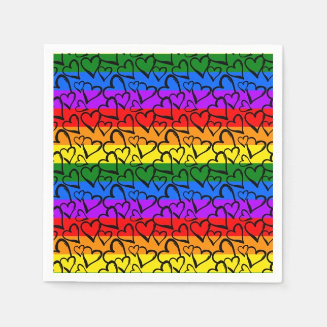 Rainbow Heart Pattern Napkins (Front)