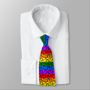 Rainbow Heart Pattern Neck Tie