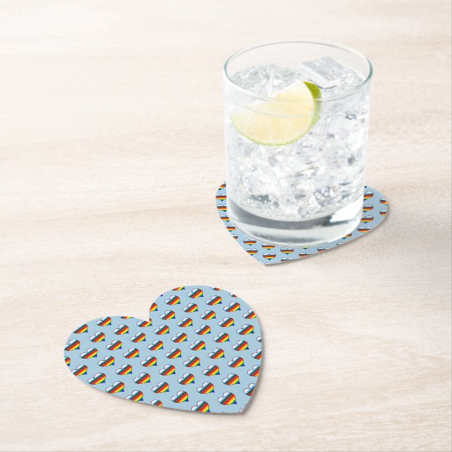 Rainbow Heart Pattern Paper Coaster (Insitu)