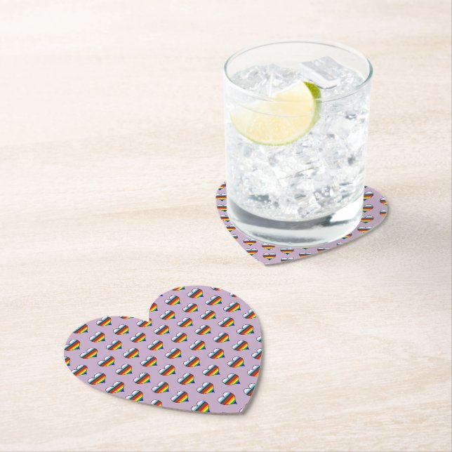 Rainbow Heart Pattern Paper Coaster (Insitu)