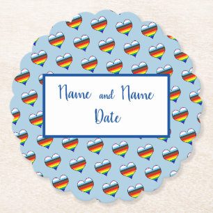 Rainbow Heart Pattern Paper Coaster