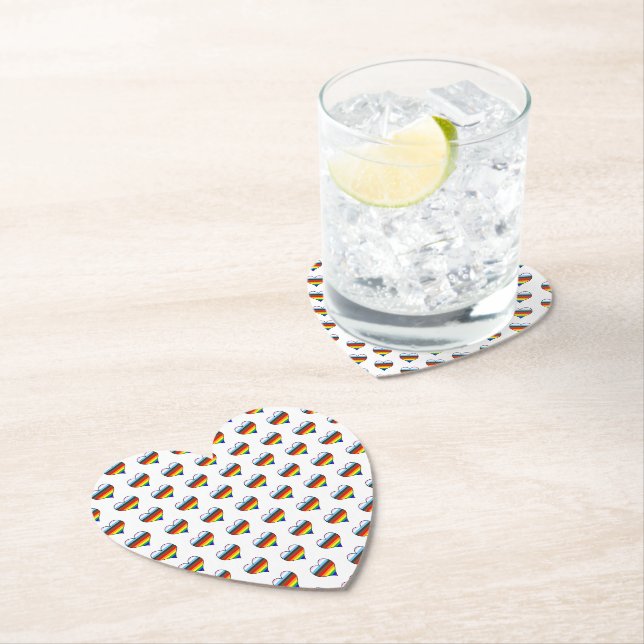 Rainbow Heart Pattern Paper Coaster (Insitu)