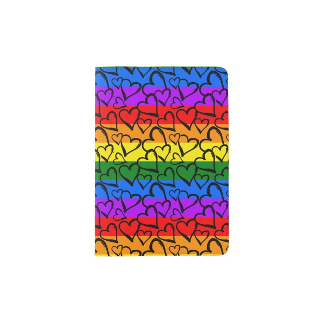 Rainbow Heart Pattern Passport Holder (Front)