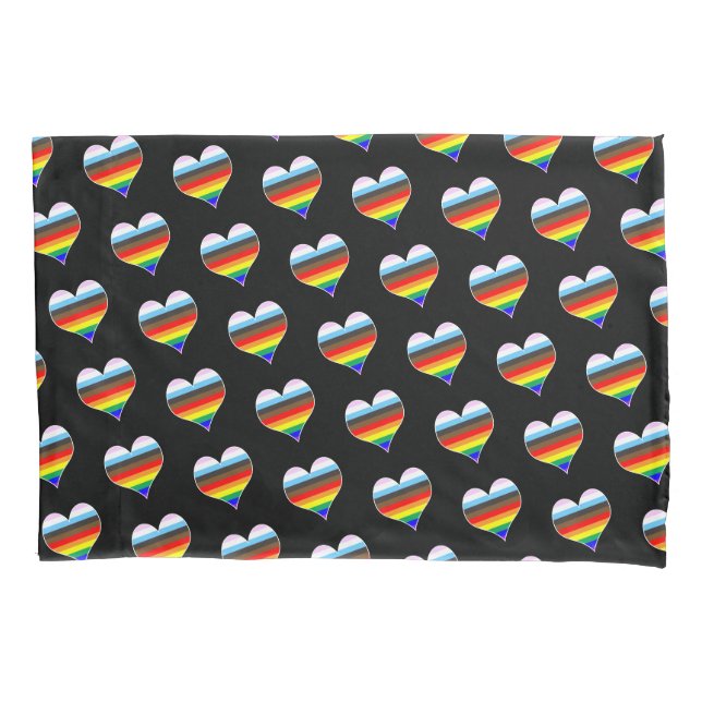 Rainbow Heart Pattern Pillow Case (Front)