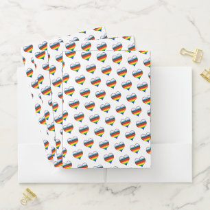 Rainbow Heart Pattern Pocket Folder