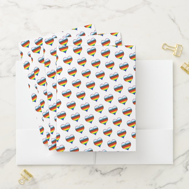 Rainbow Heart Pattern Pocket Folder (In Situ)