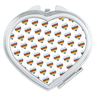 Rainbow Heart Pattern Pocket Folder Cloth Placemat Compact Mirror