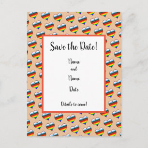 Rainbow Heart Pattern Save the Date Postcard