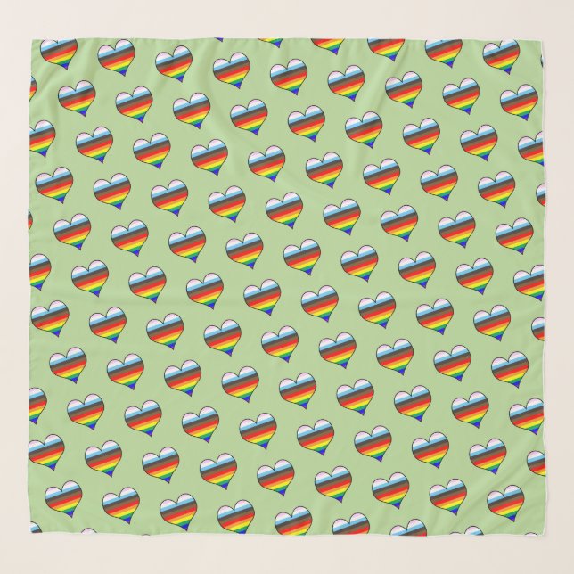 Rainbow Heart Pattern Scarf (Front)