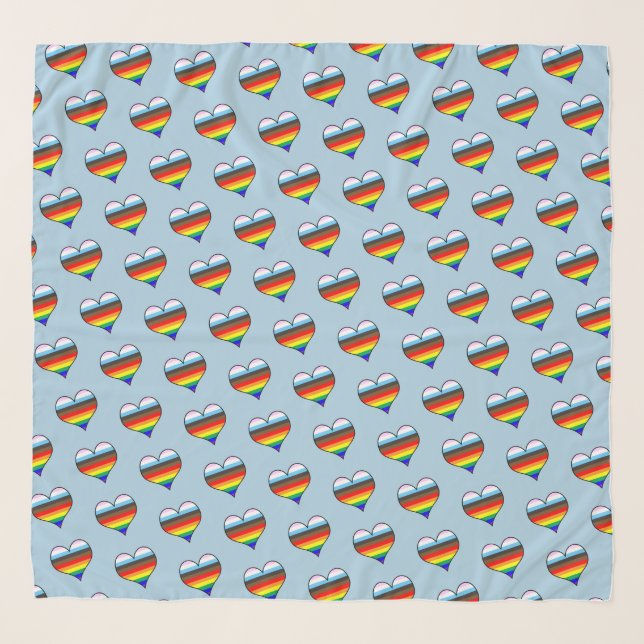 Rainbow Heart Pattern Scarf (Front)