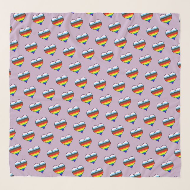 Rainbow Heart Pattern Scarf (Front)